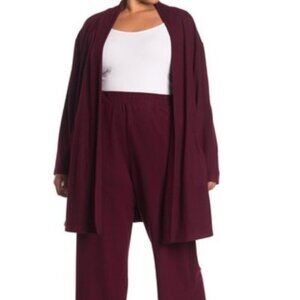 Melloday Wine Butter Soft Open Front Cardigan